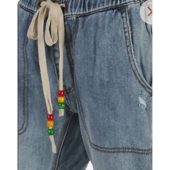 One Teaspoon Shabbies Drawstring Boyfriend Sweatpants Jeans 26 Distressed Blue - Picture 3 of 9